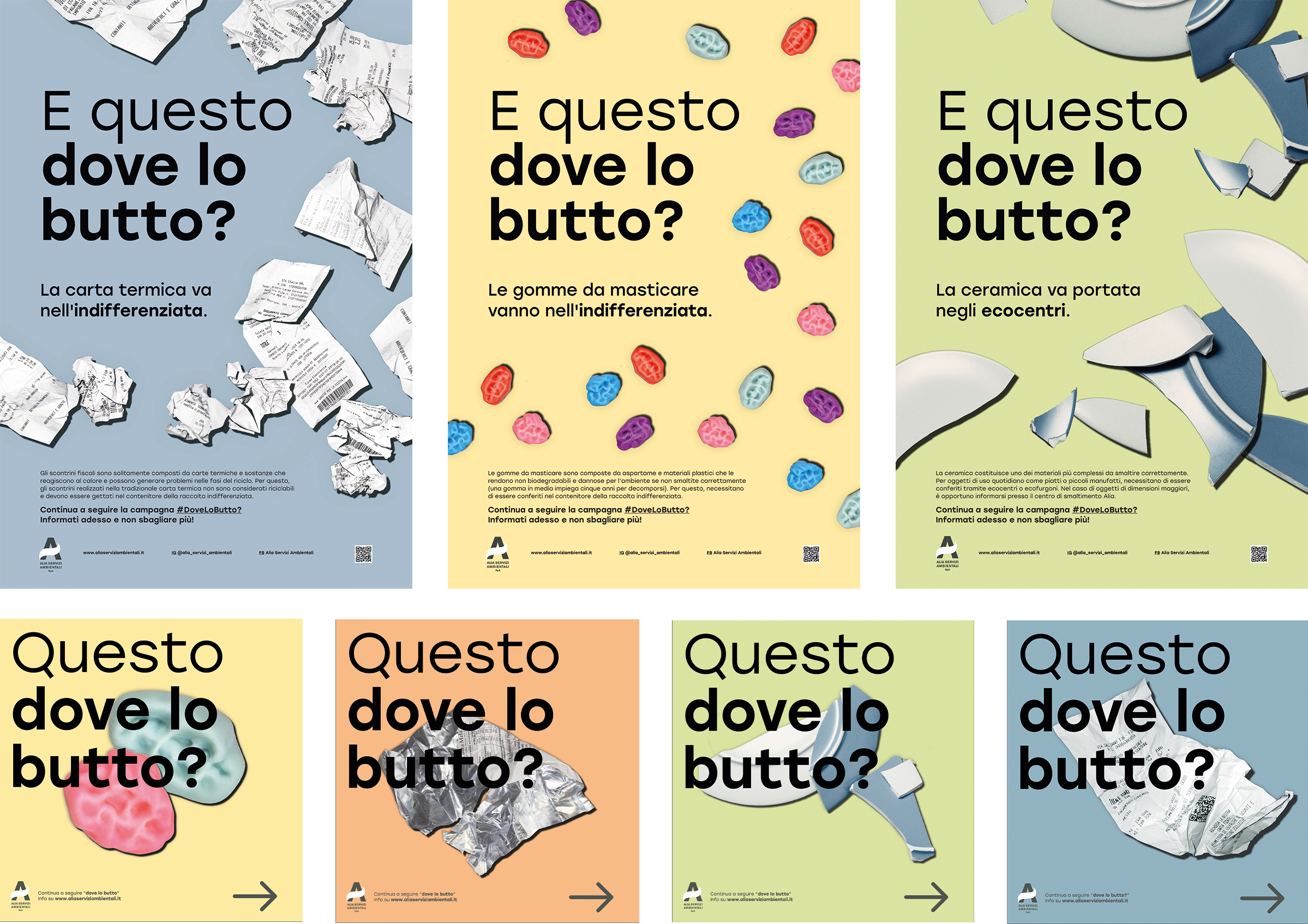 Campagna: tre manifesti sopra e quattro post sotto